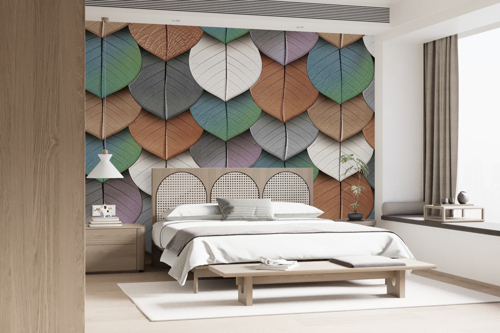 Papier peint abstraction automnale de feuilles et de fleurs