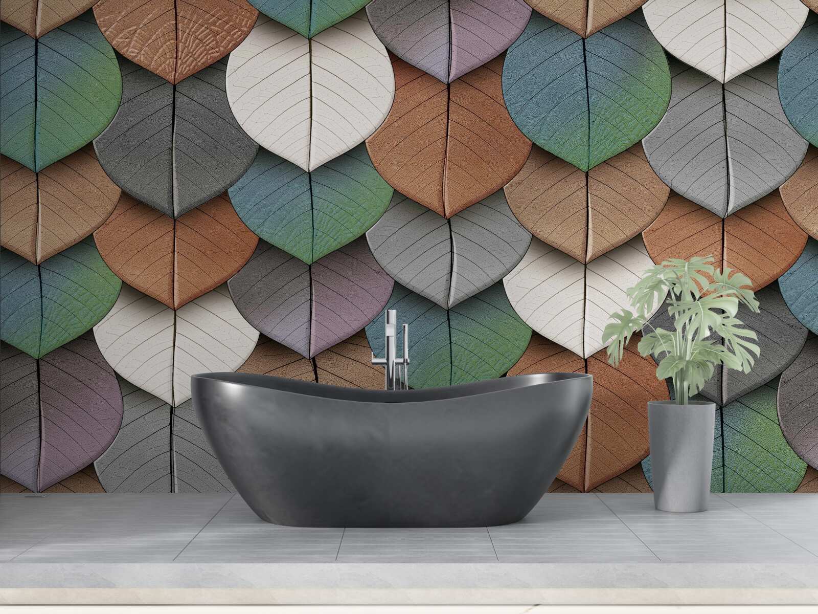 Papier peint abstraction automnale de feuilles et de fleurs