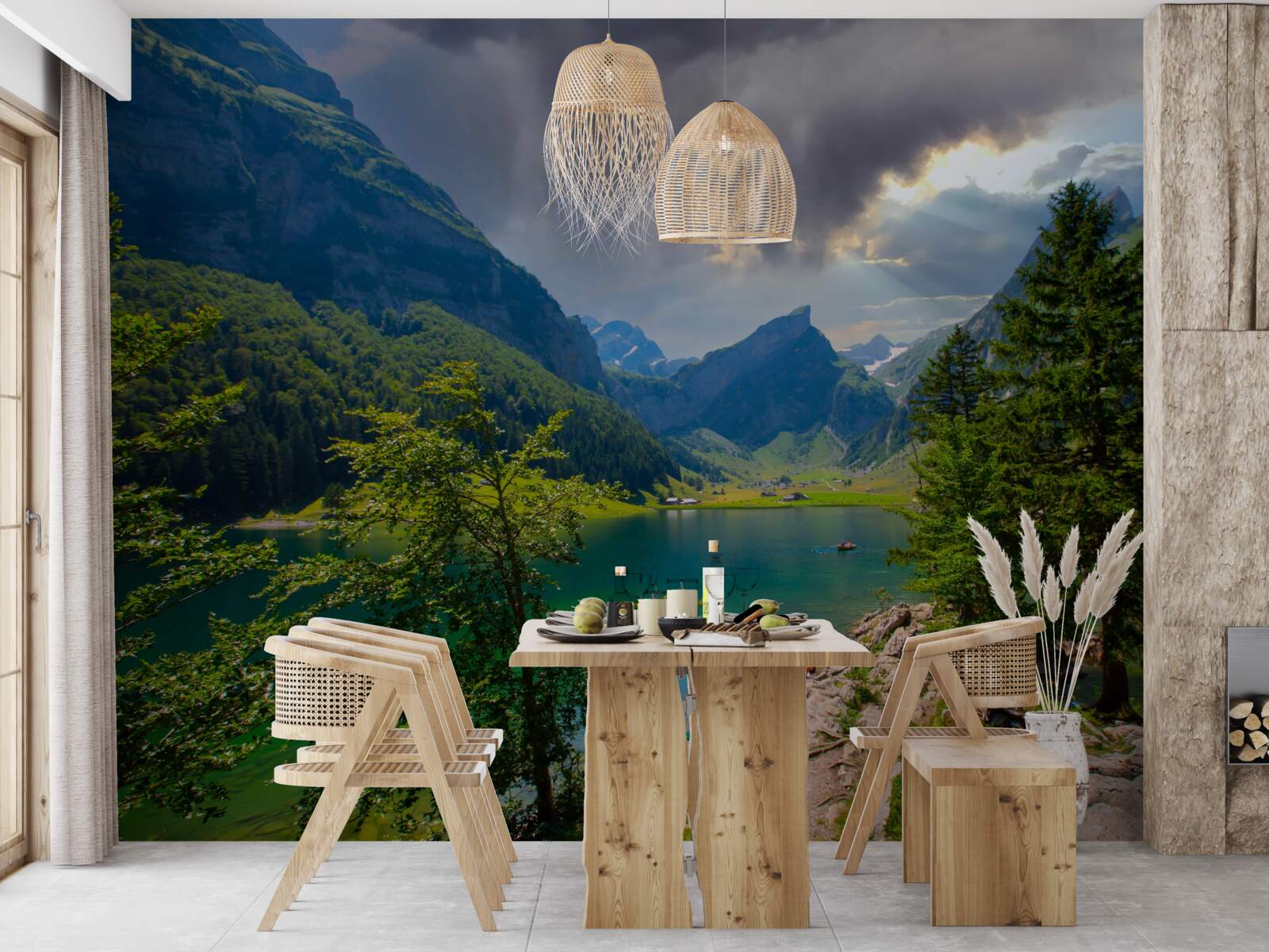 Papier peint lac de montagne bientôt recouvert de nuages de pluie