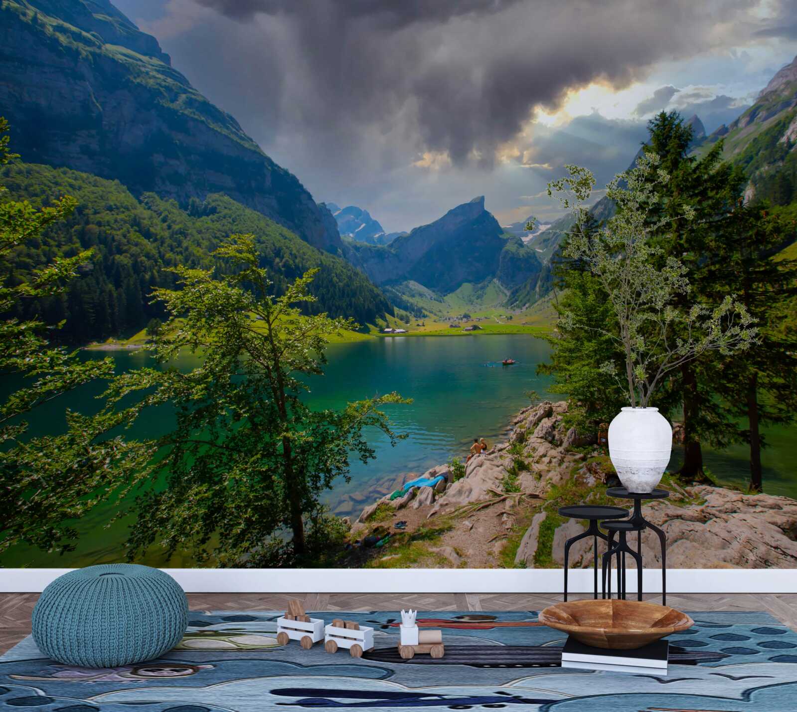 Papier peint lac de montagne bientôt recouvert de nuages de pluie