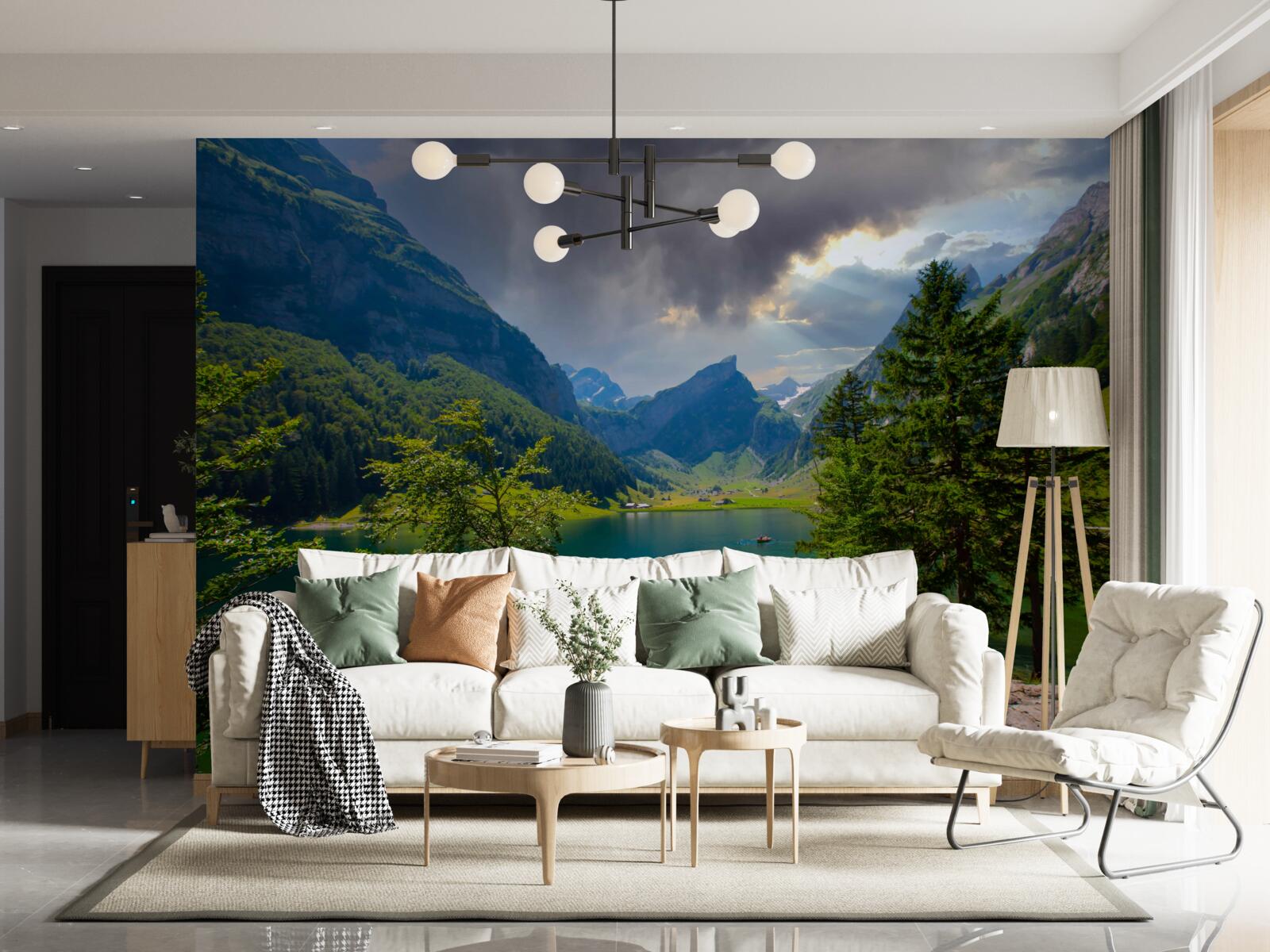 Papier peint lac de montagne bientôt recouvert de nuages de pluie