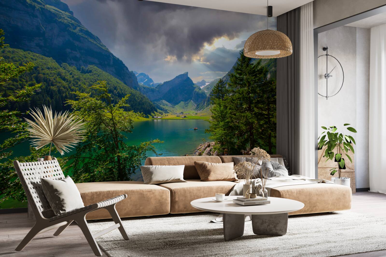 Papier peint lac de montagne bientôt recouvert de nuages de pluie