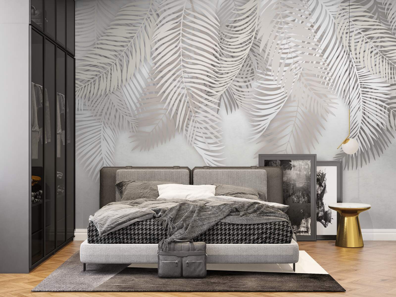 Papier peint feuilles de palmier suspendues