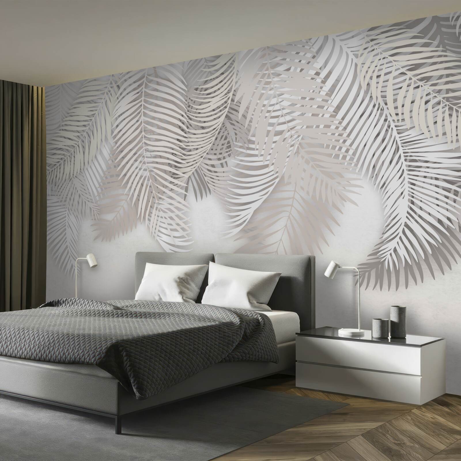 Papier peint feuilles de palmier suspendues