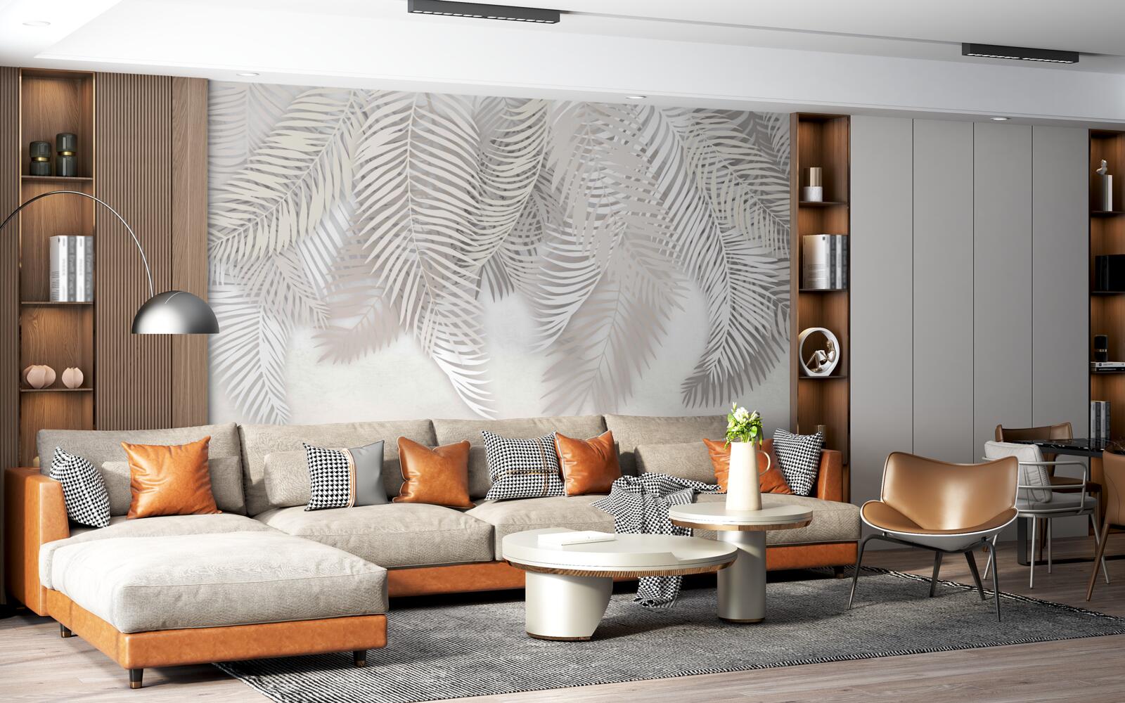 Papier peint feuilles de palmier suspendues