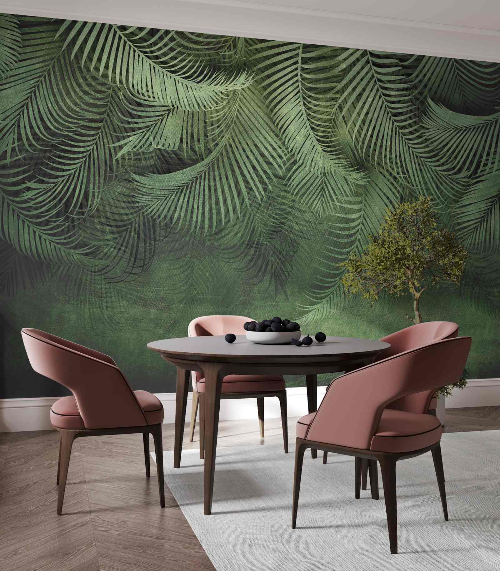 Papier peint les feuilles du palmier du soir sont épaisses