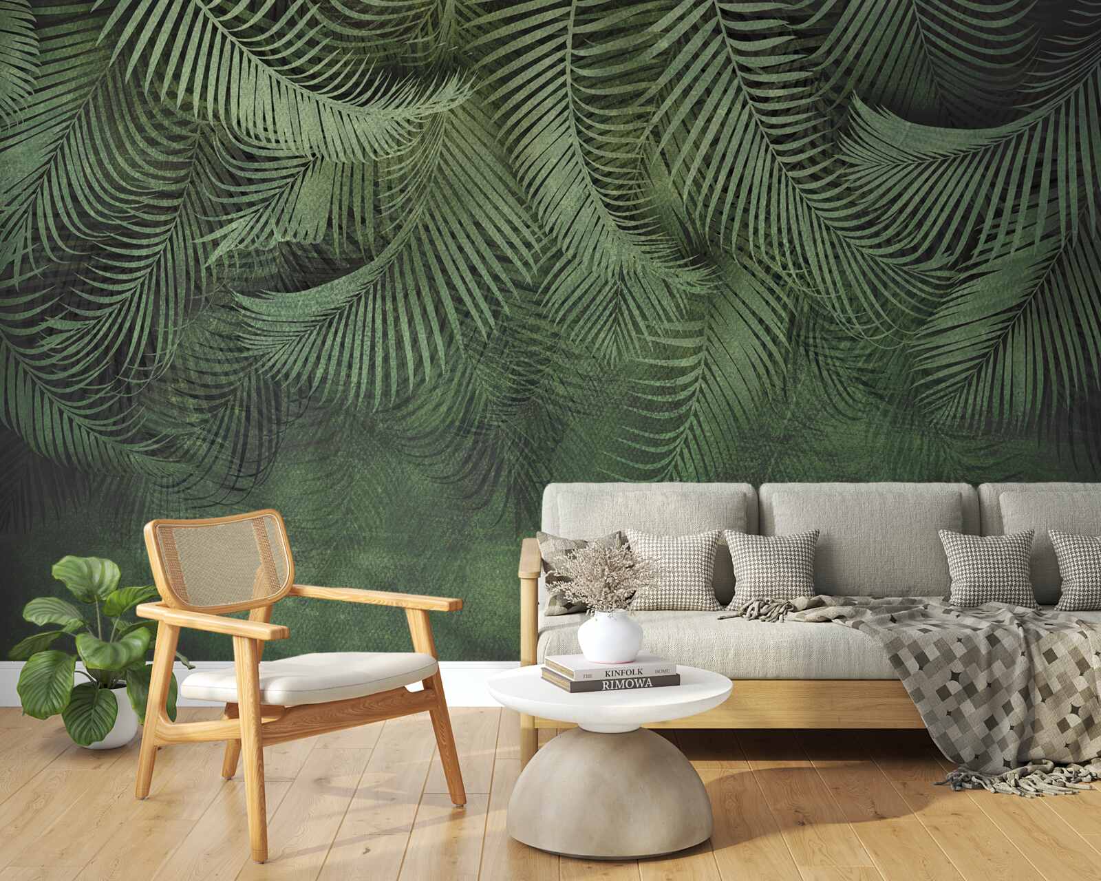 Papier peint les feuilles du palmier du soir sont épaisses