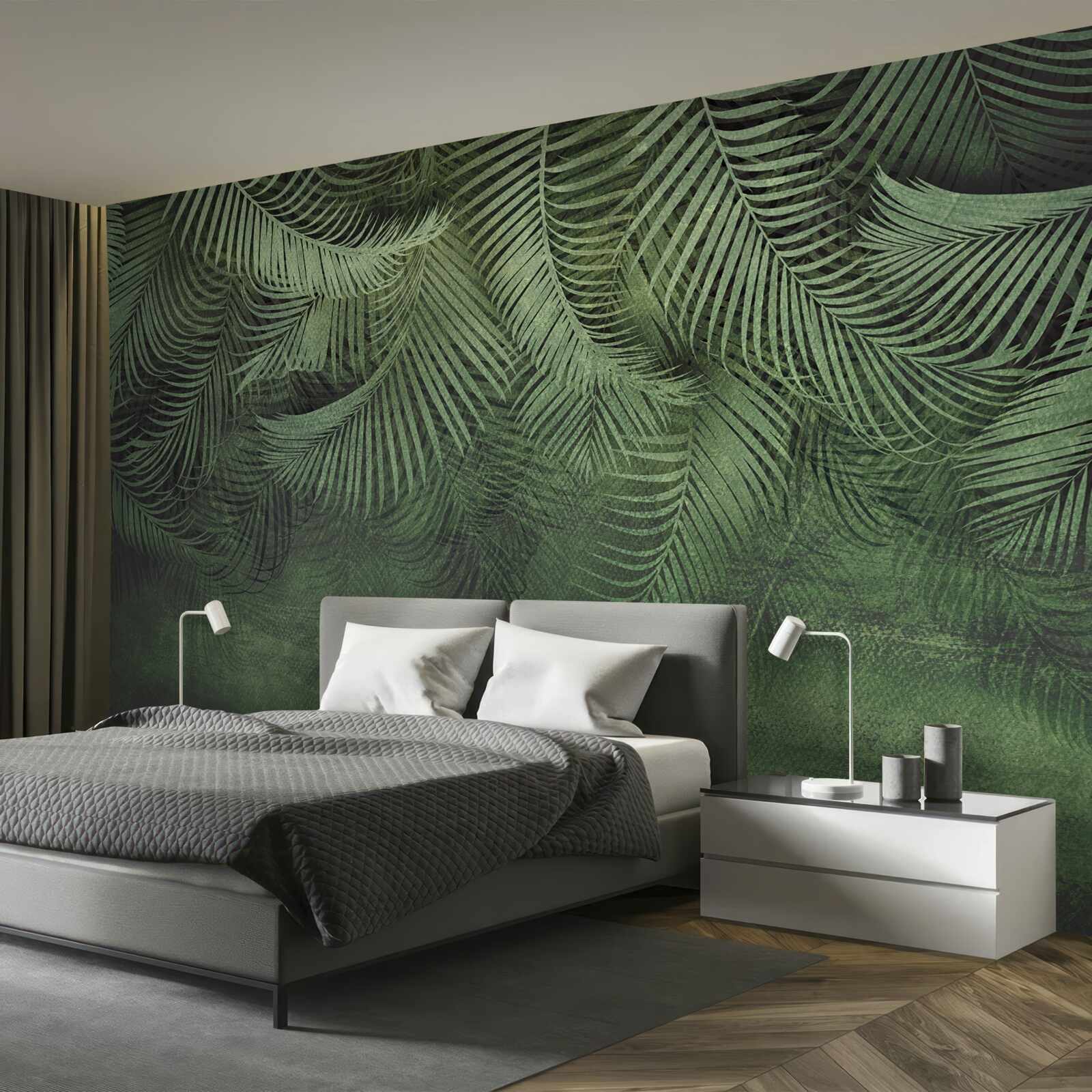 Papier peint les feuilles du palmier du soir sont épaisses