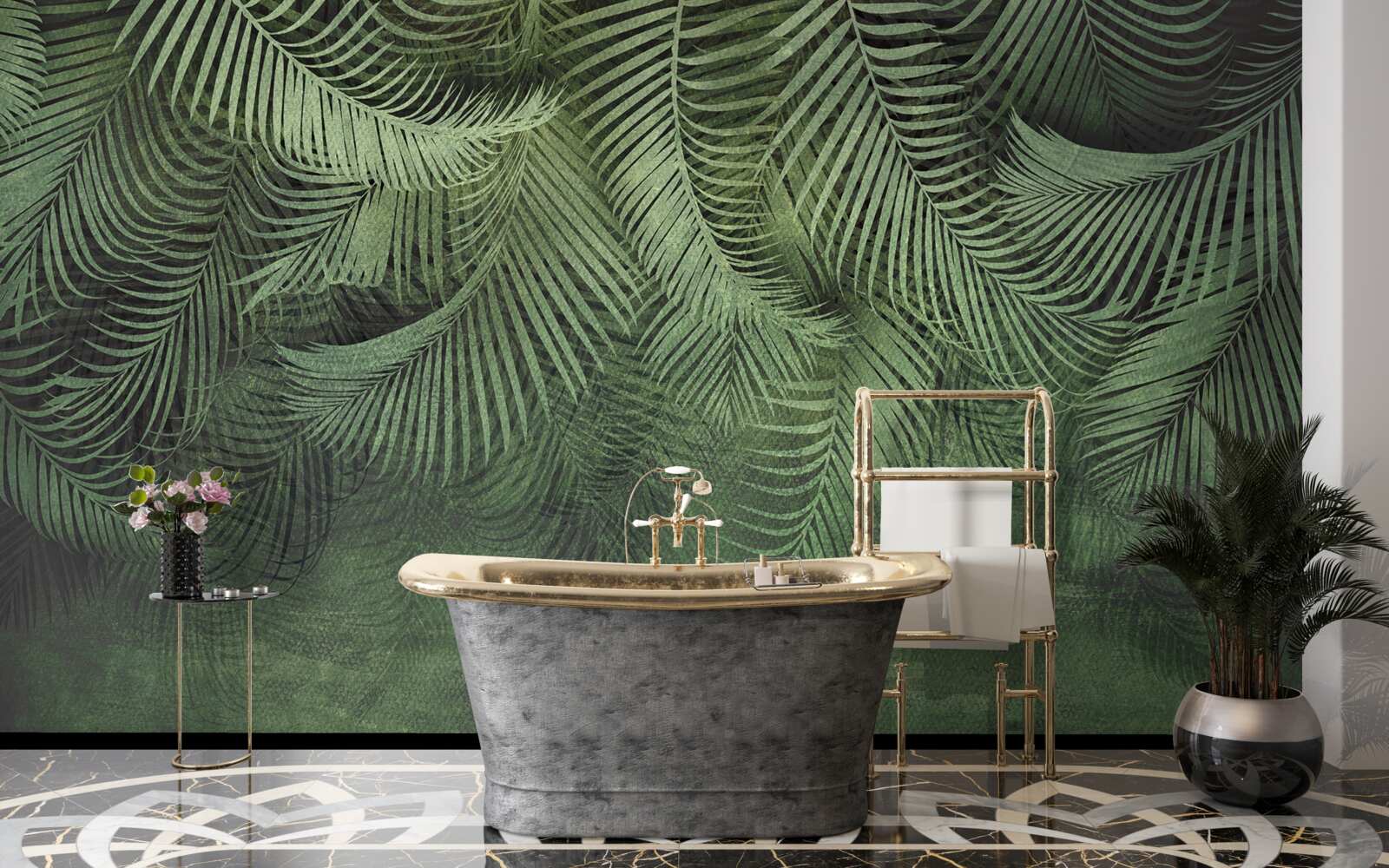 Papier peint les feuilles du palmier du soir sont épaisses