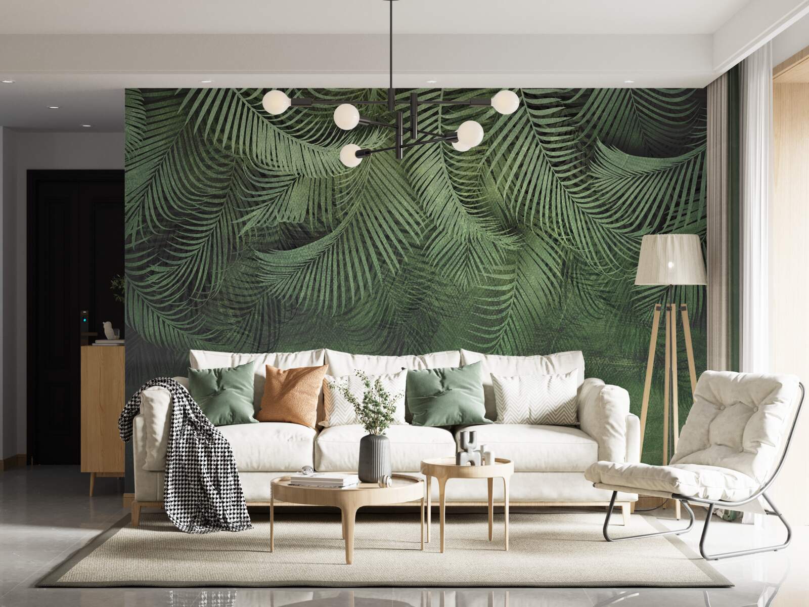 Papier peint les feuilles du palmier du soir sont épaisses