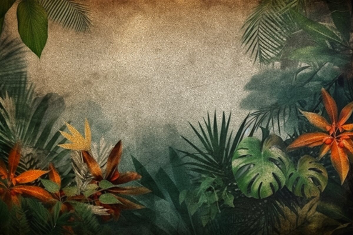 Papier peint pluie dans une jungle tropicale