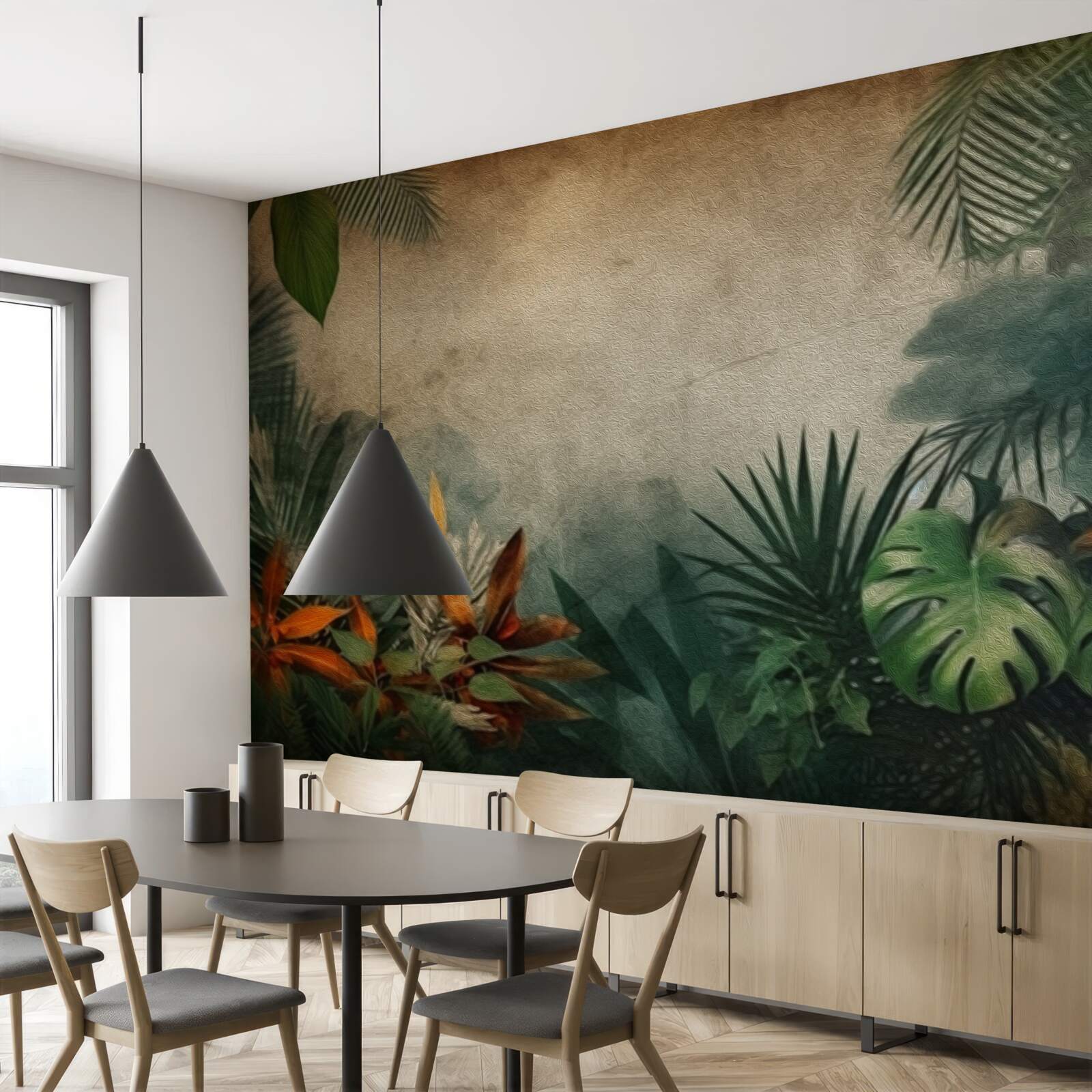 Papier peint pluie dans une jungle tropicale