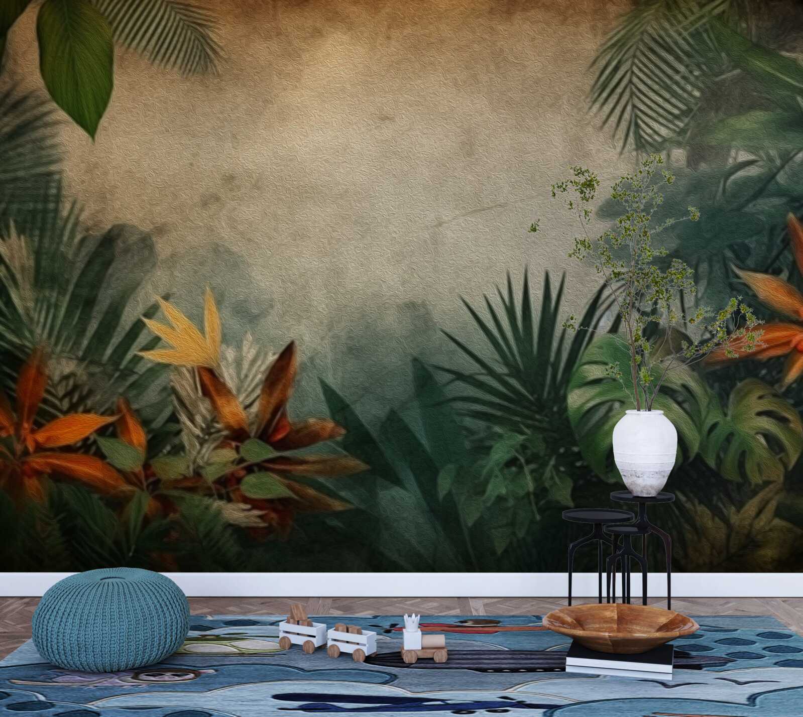 Papier peint pluie dans une jungle tropicale