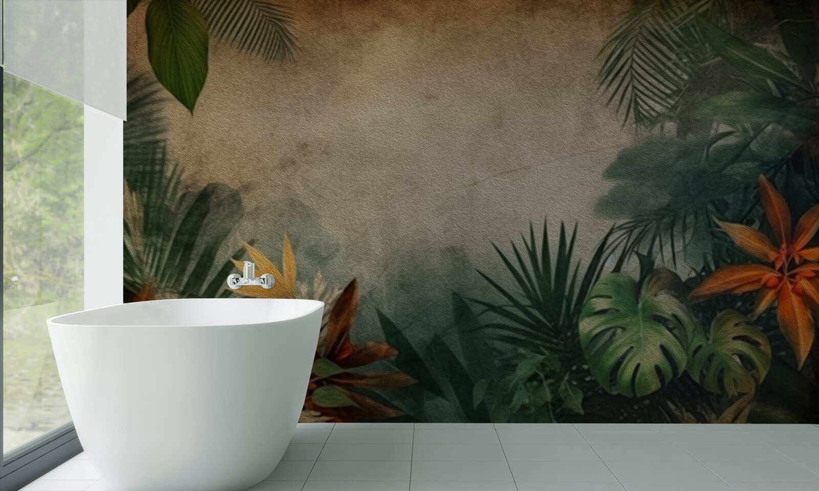 Papier peint pluie dans une jungle tropicale