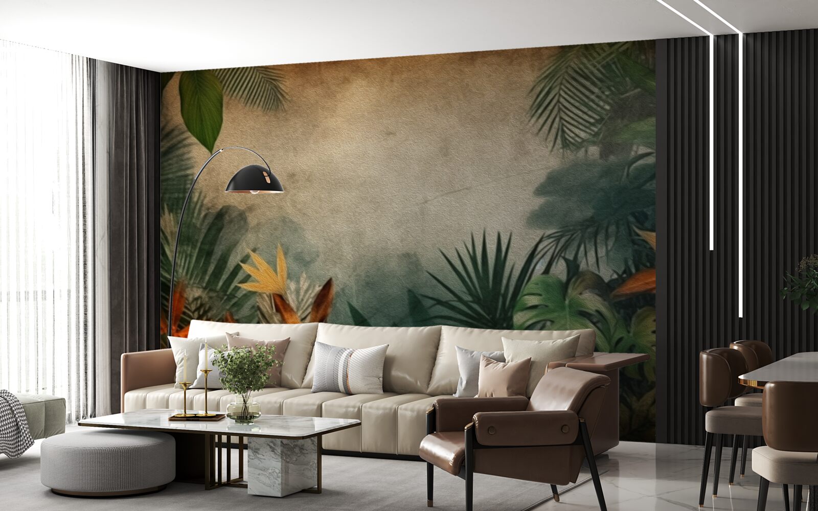 Papier peint pluie dans une jungle tropicale