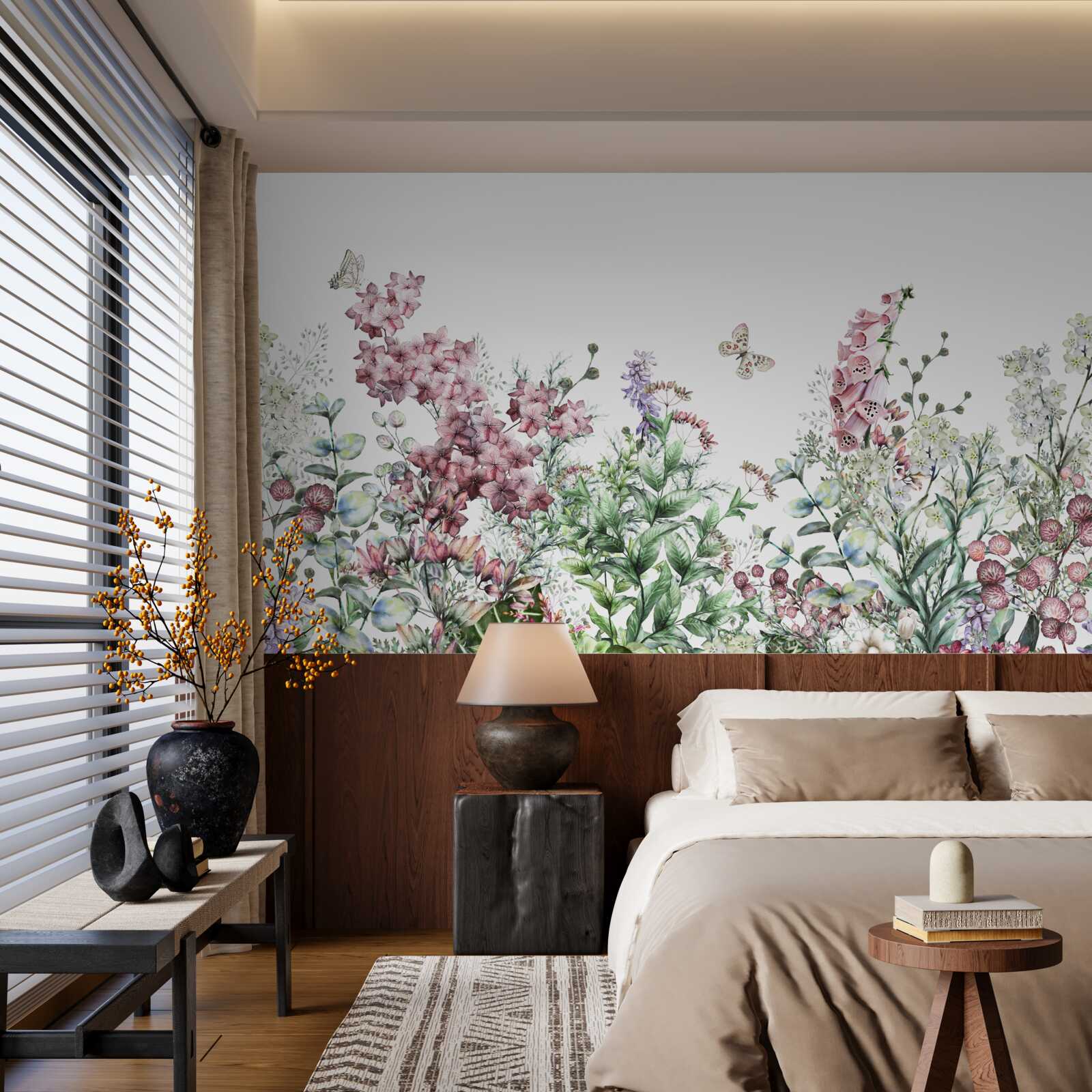 Papier peint un champ de prairie, agréable à l'œil avec ses couleurs vives