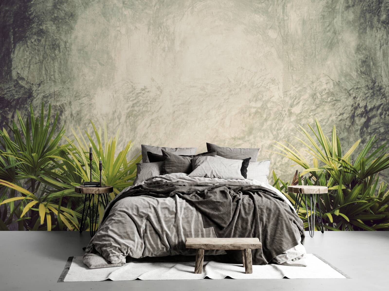 Papier peint une couverture brumeuse enveloppe les plantes vertes de la jungle