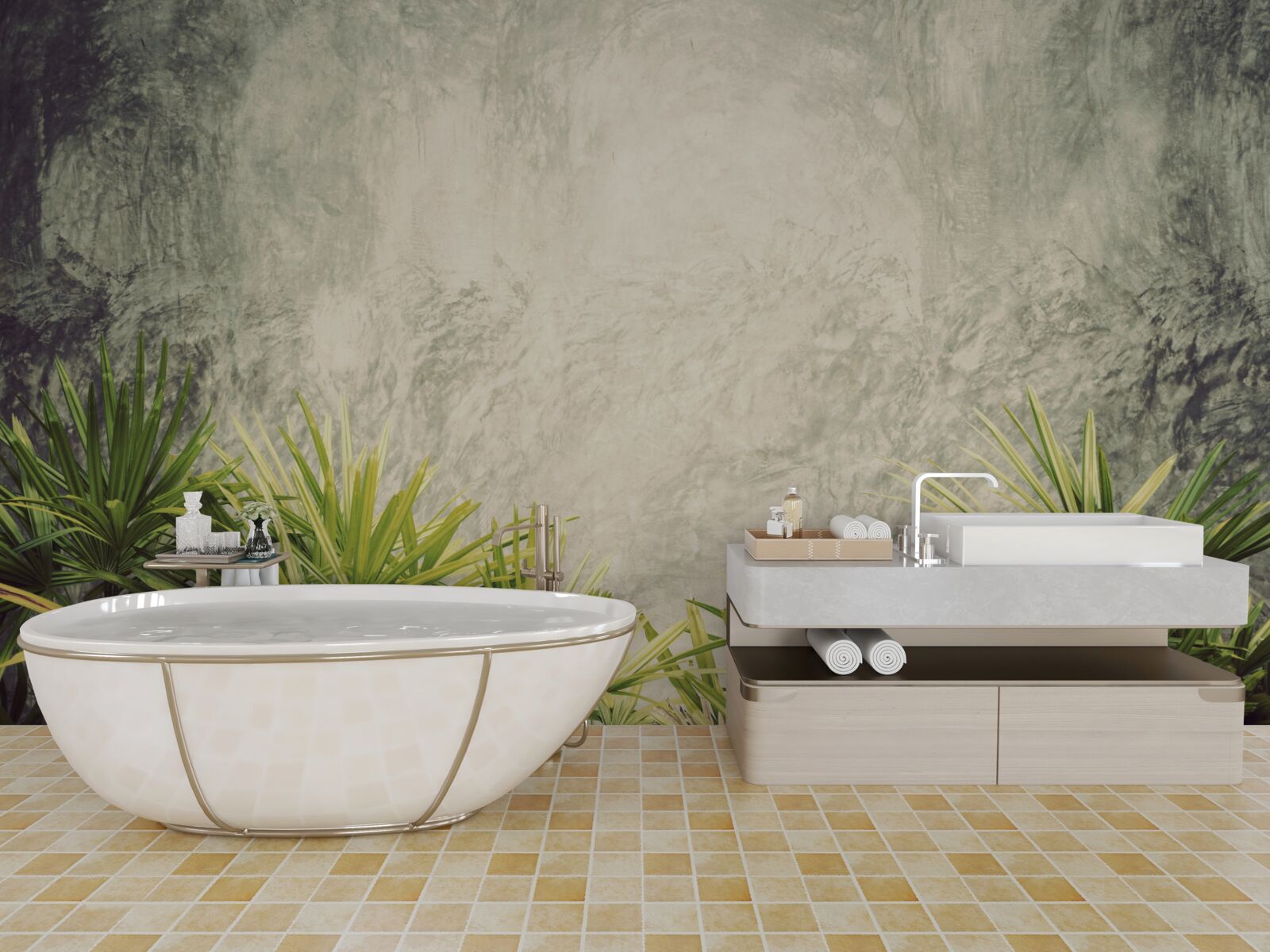 Papier peint une couverture brumeuse enveloppe les plantes vertes de la jungle