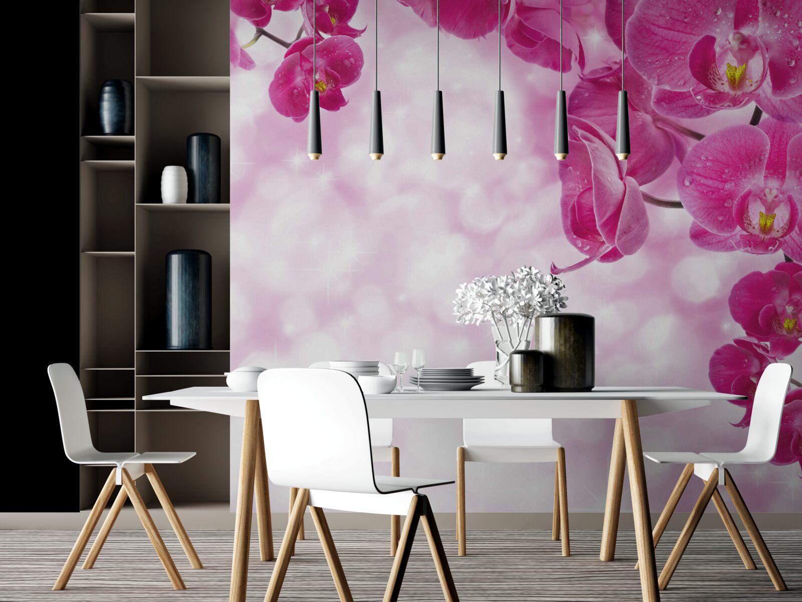 Papier peint orchidée avec une délicate teinte lilas