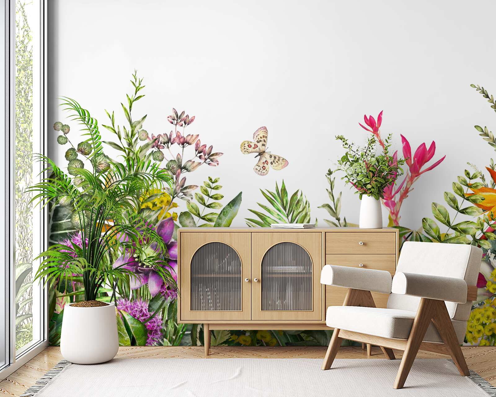 Papier peint plantes tropicales aux couleurs estivales vives