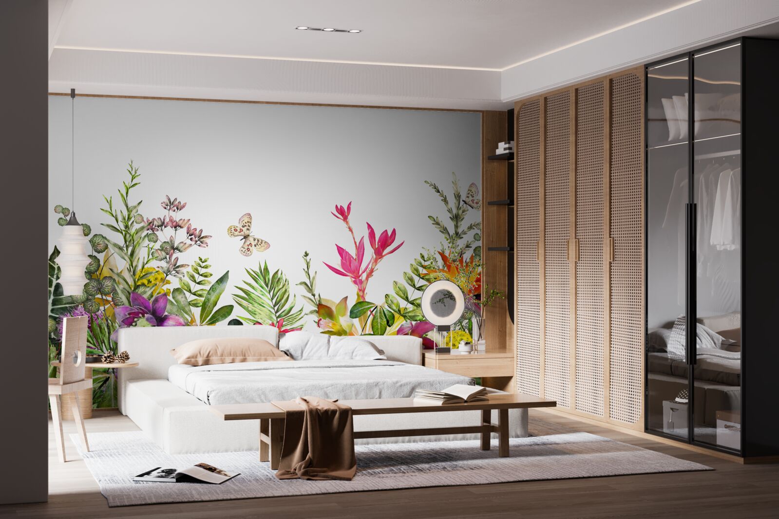 Papier peint plantes tropicales aux couleurs estivales vives