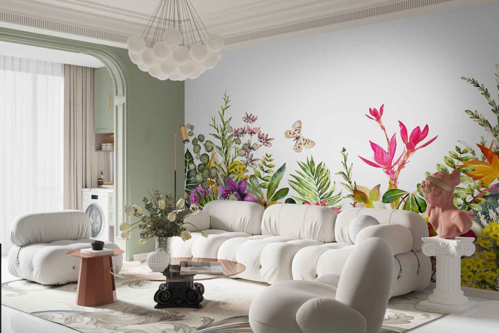 Papier peint plantes tropicales aux couleurs estivales vives