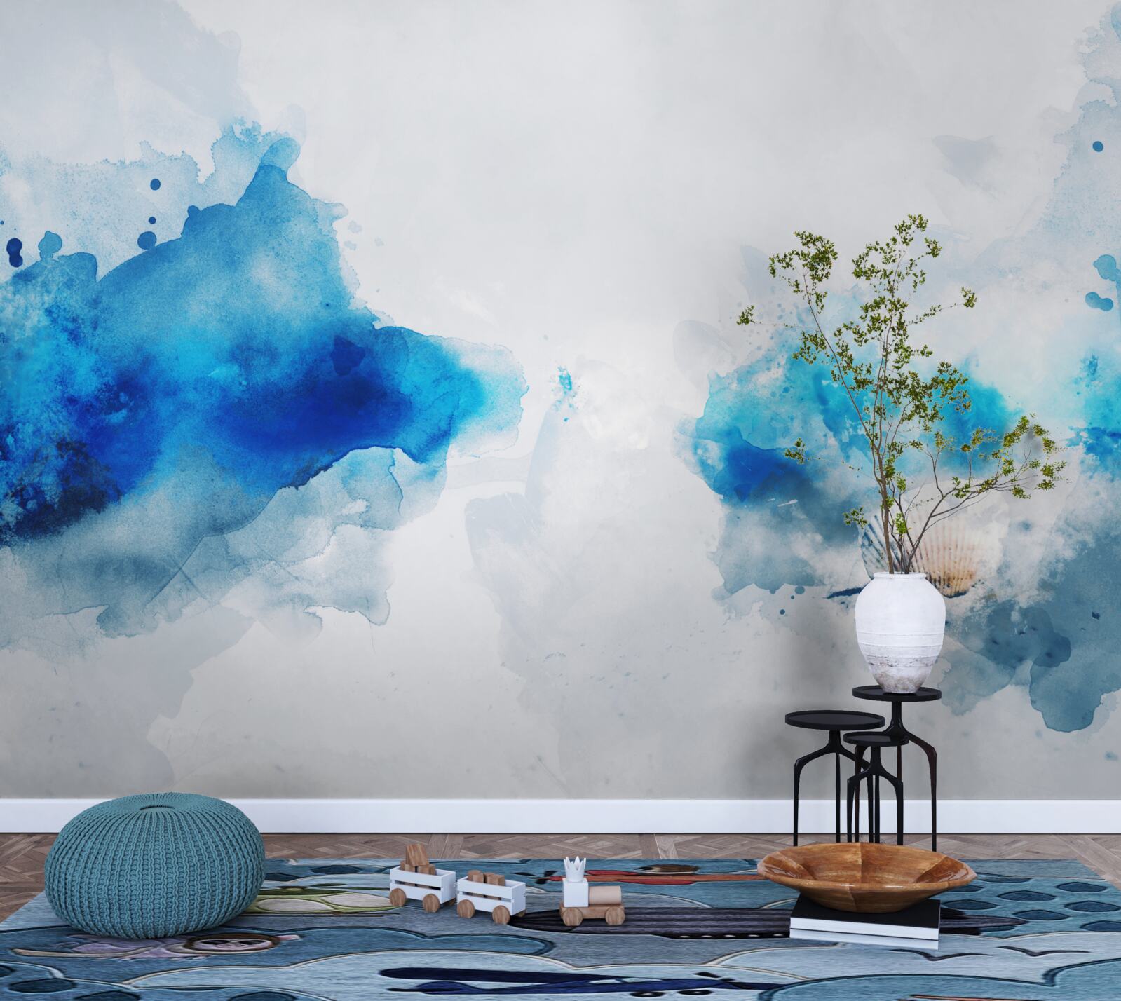 Papier peint légère tache de bleu sur toile claire