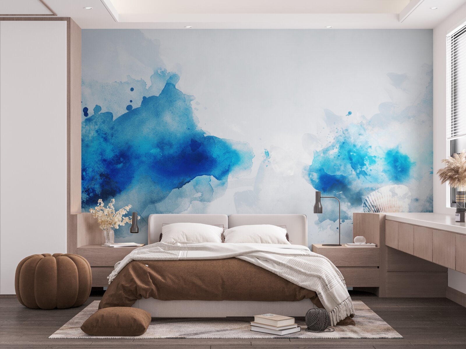 Papier peint légère tache de bleu sur toile claire