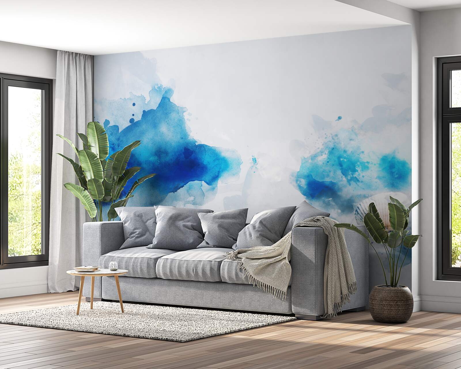 Papier peint légère tache de bleu sur toile claire