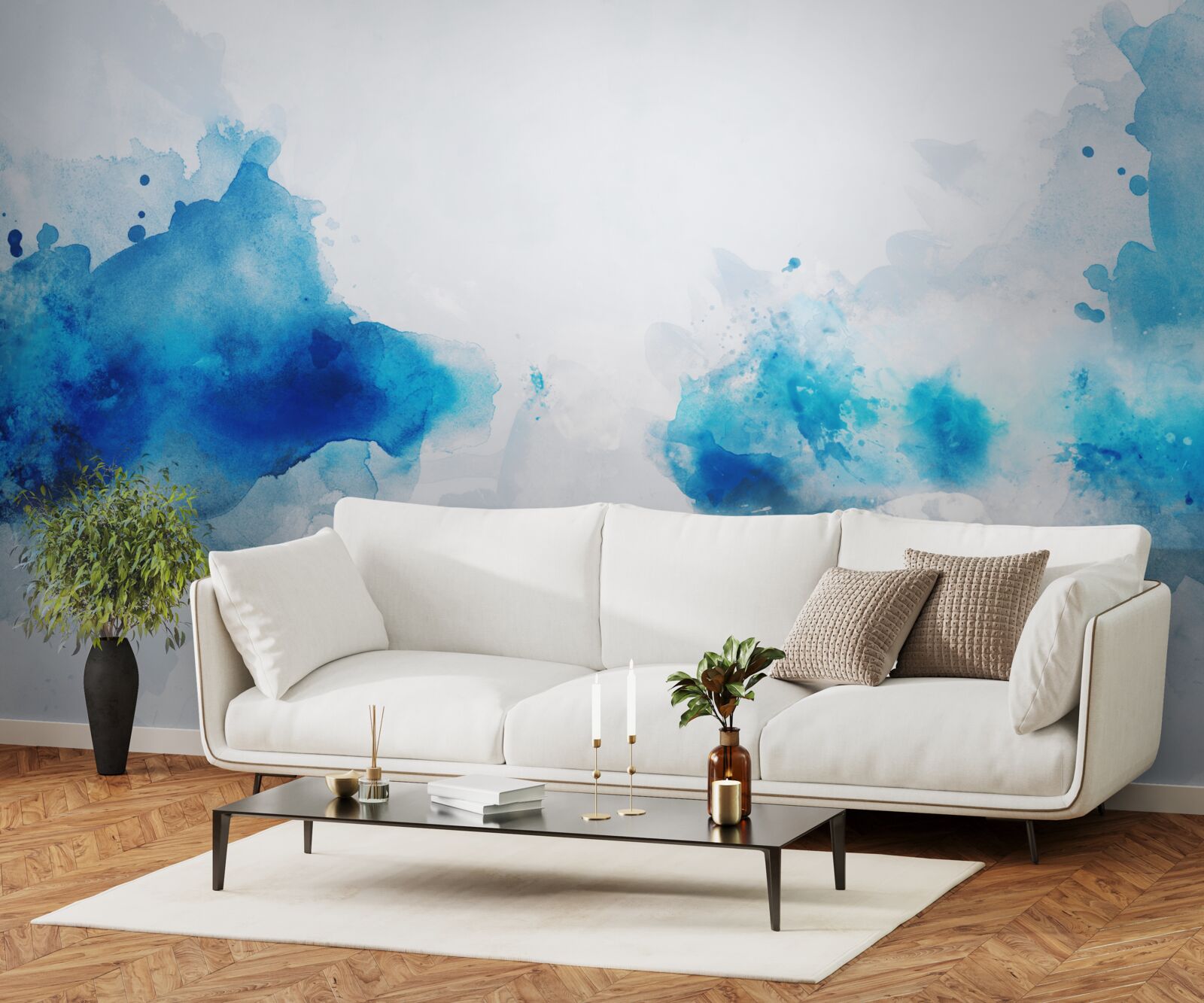 Papier peint légère tache de bleu sur toile claire