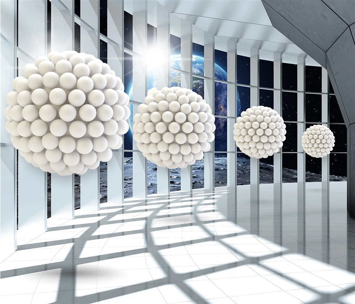 Papier peint des balles flottant dans le passage de la nuit