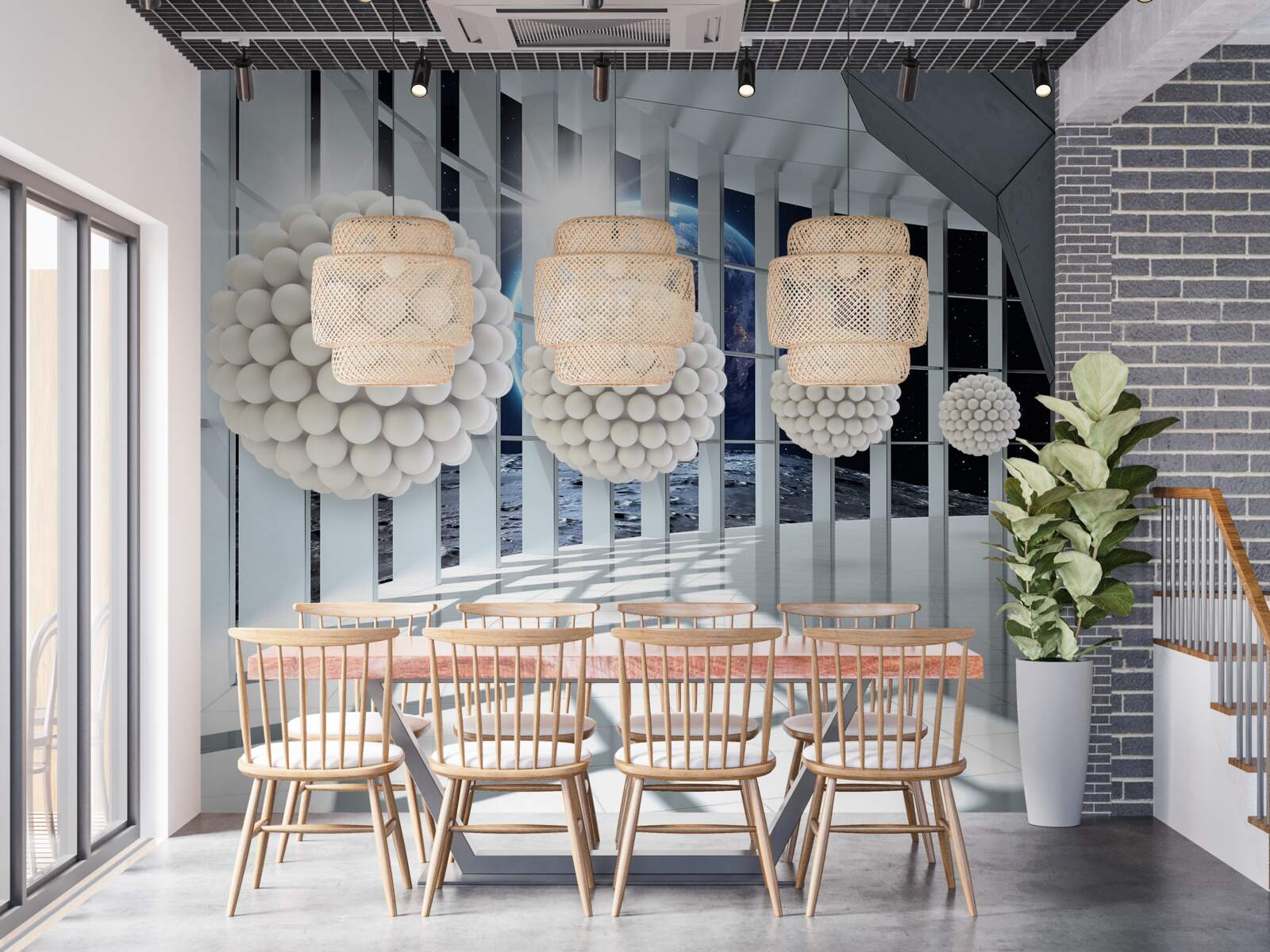 Papier peint des balles flottant dans le passage de la nuit