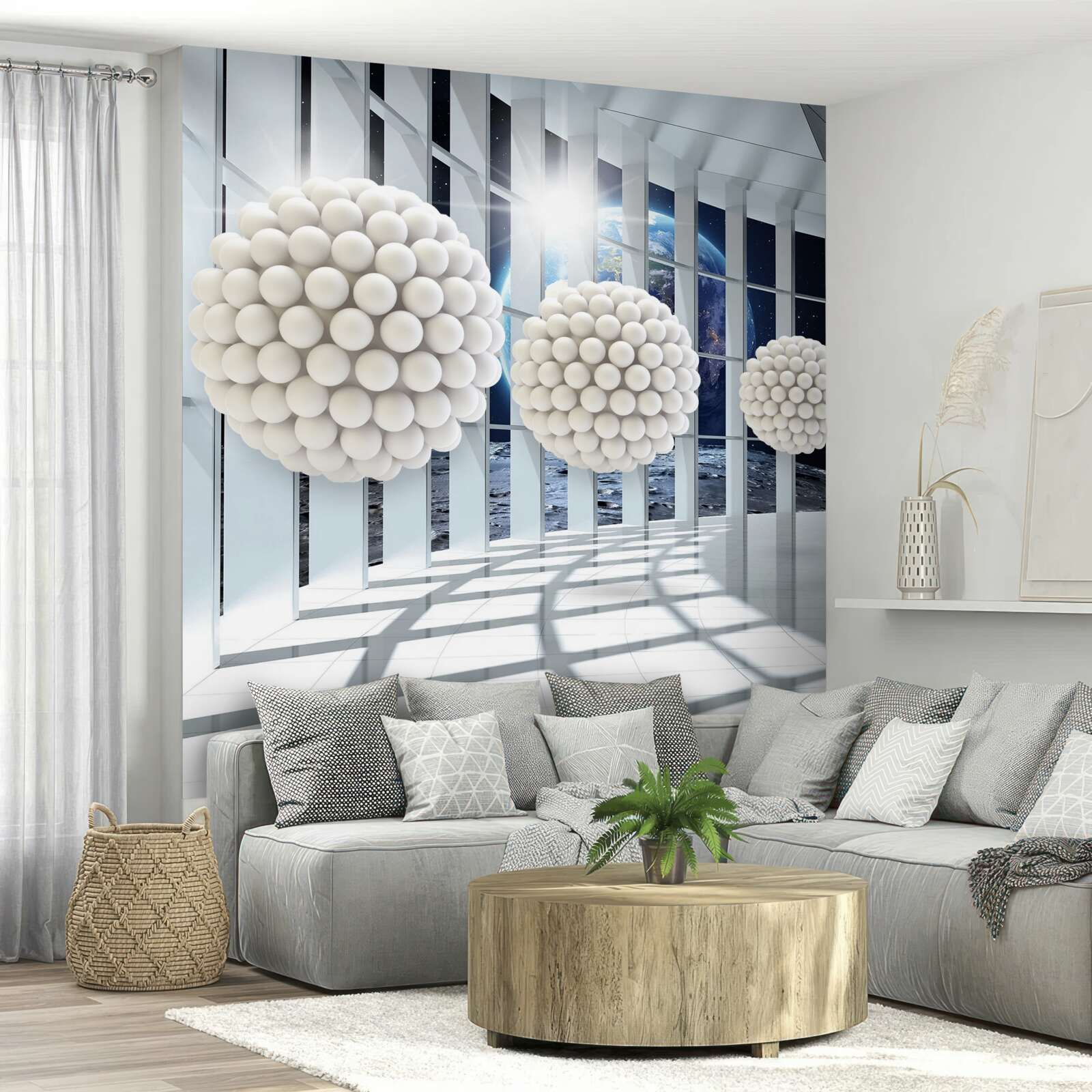 Papier peint des balles flottant dans le passage de la nuit