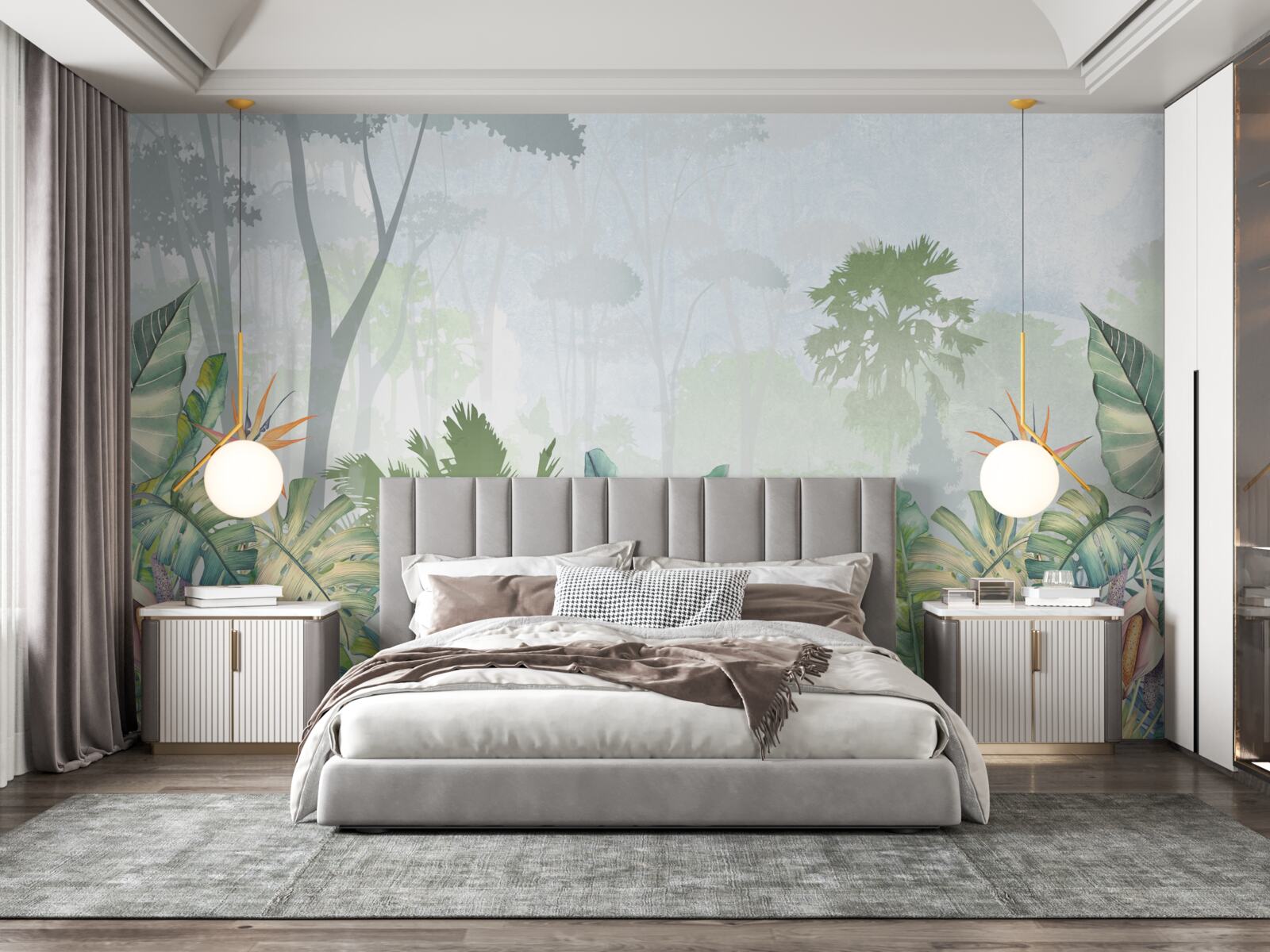 Papier peint un perroquet se détend sur une feuille de palmier