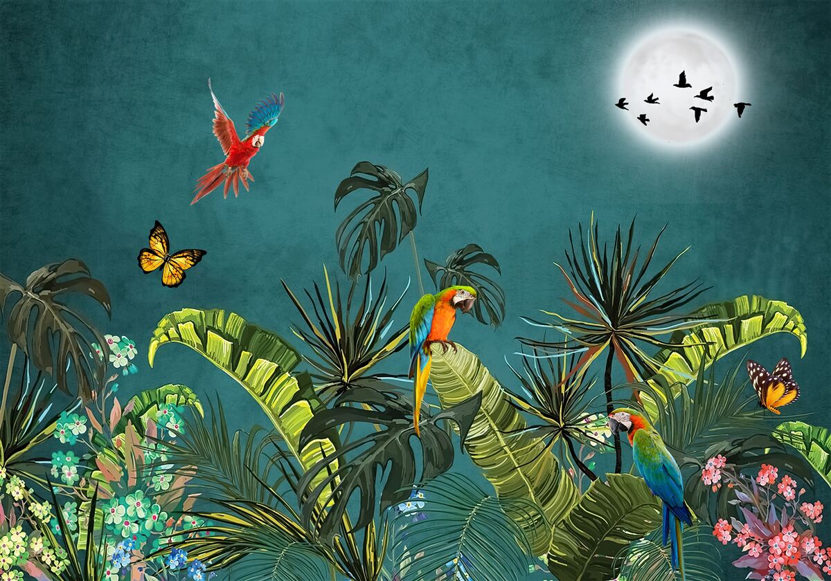 Papier peint forêt tropicale sous le couvert de l'obscurité