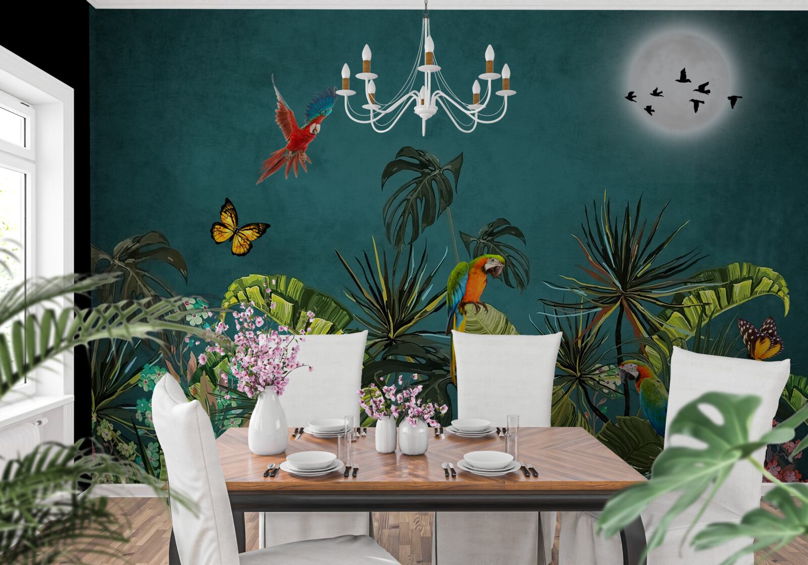 Papier peint forêt tropicale sous le couvert de l'obscurité