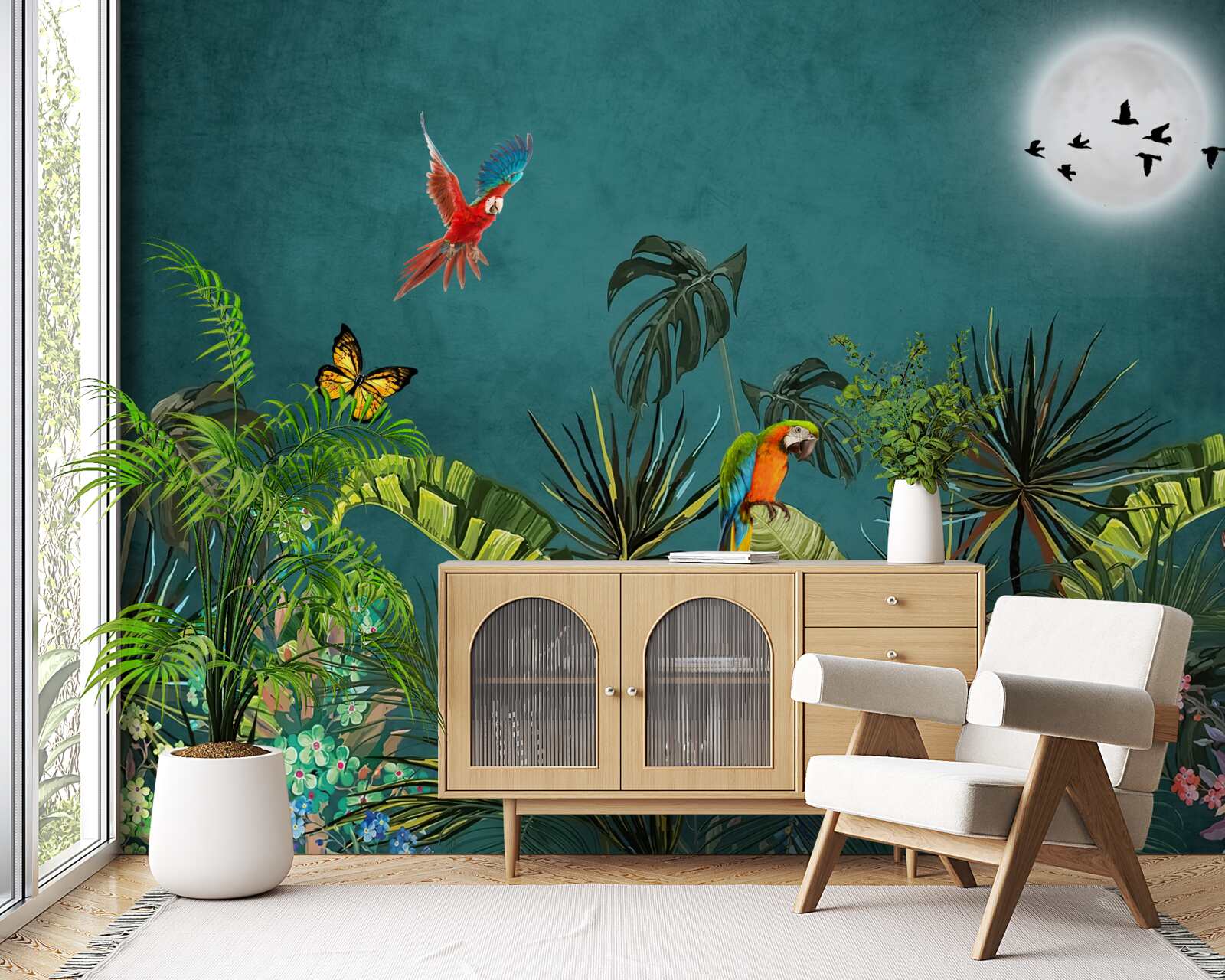 Papier peint forêt tropicale sous le couvert de l'obscurité