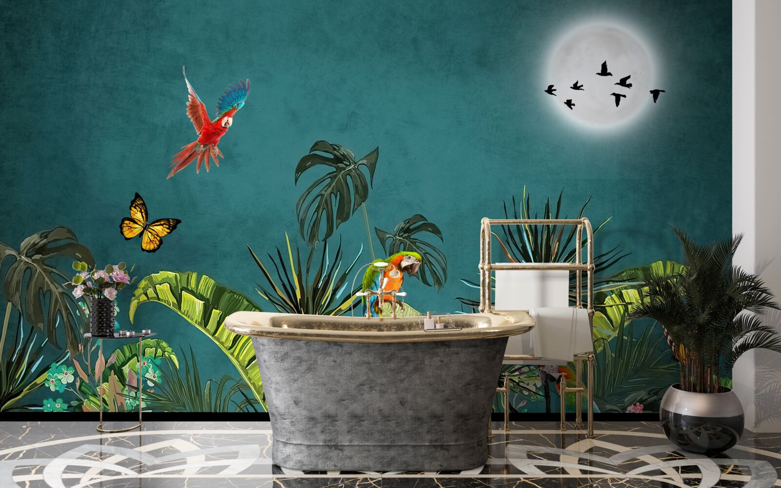 Papier peint forêt tropicale sous le couvert de l'obscurité