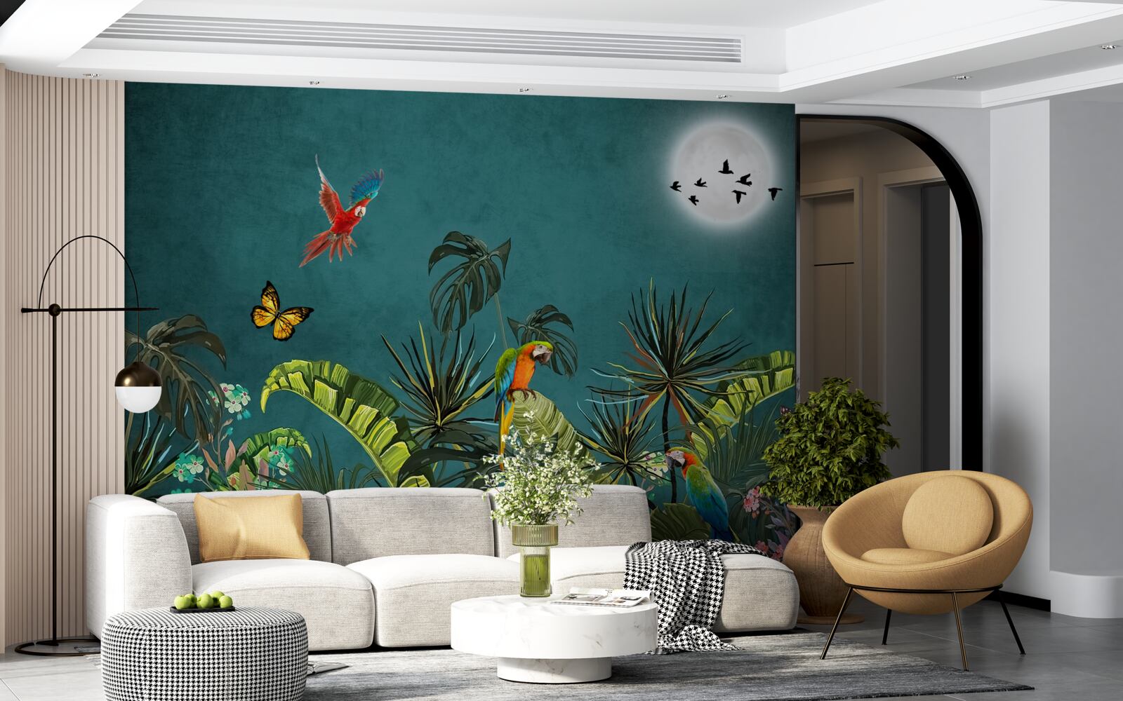 Papier peint forêt tropicale sous le couvert de l'obscurité