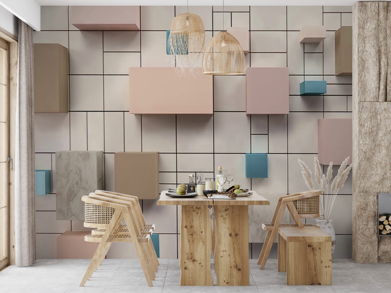 Papier peint des rectangles spacieux flottant dans l'air