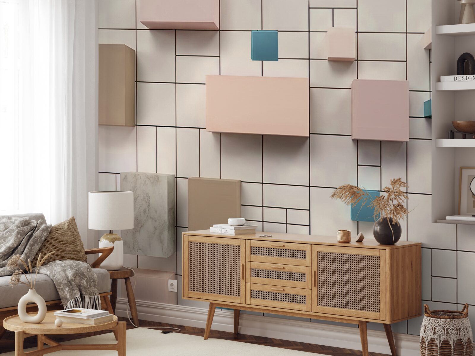 Papier peint des rectangles spacieux flottant dans l'air