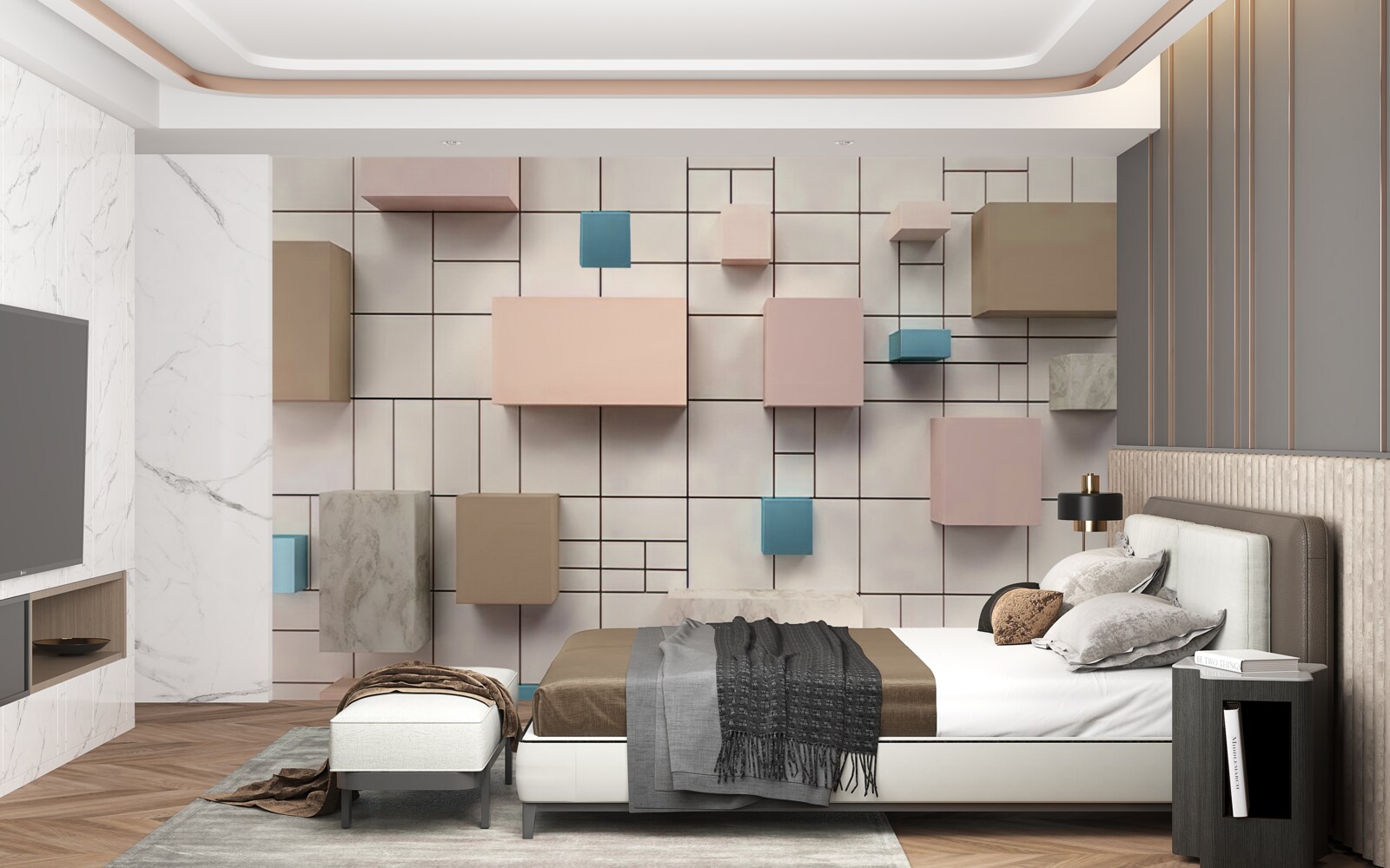 Papier peint des rectangles spacieux flottant dans l'air