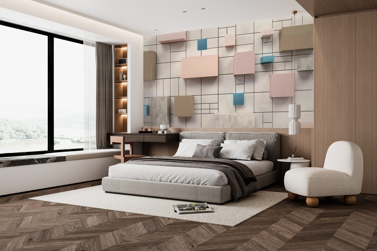 Papier peint des rectangles spacieux flottant dans l'air