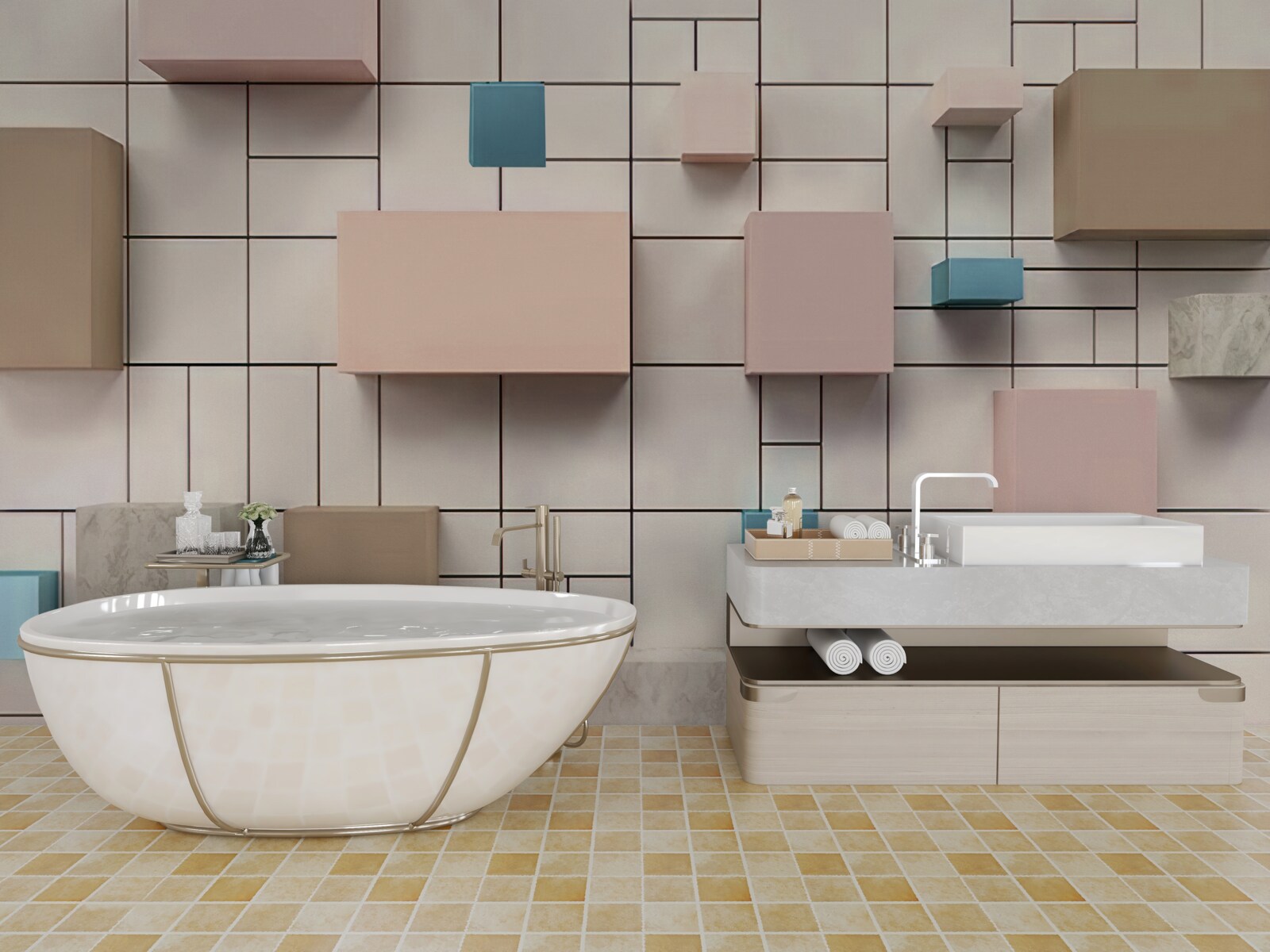 Papier peint des rectangles spacieux flottant dans l'air