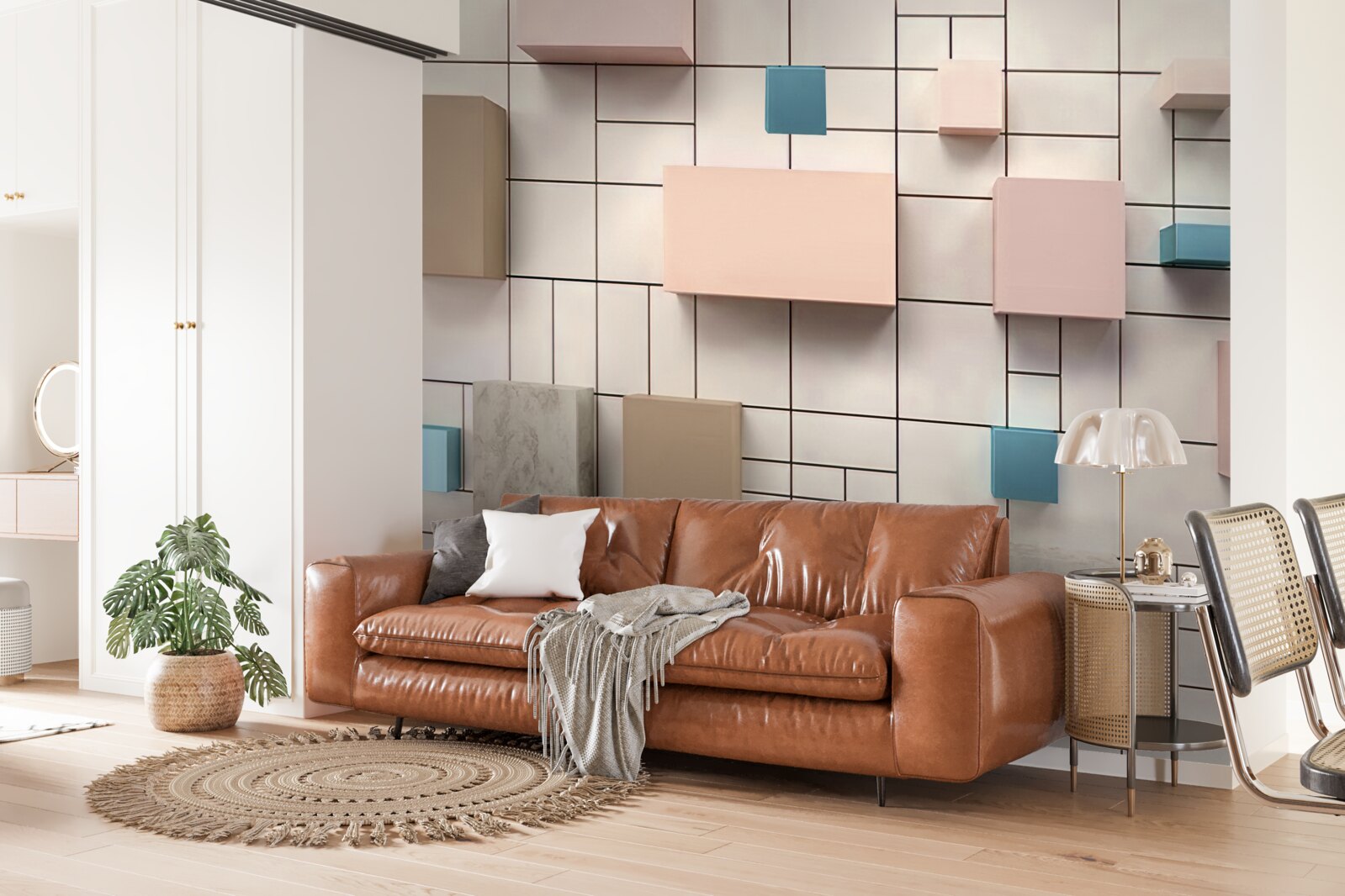 Papier peint des rectangles spacieux flottant dans l'air