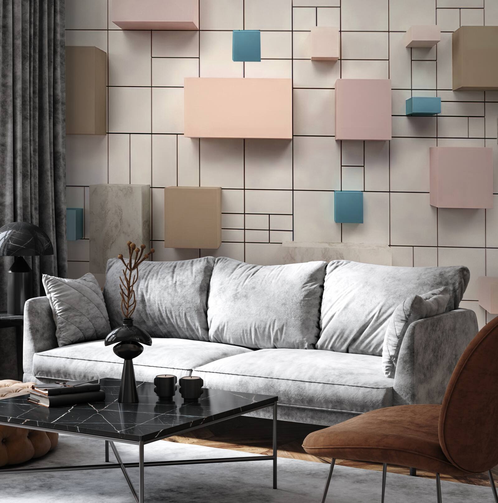 Papier peint des rectangles spacieux flottant dans l'air