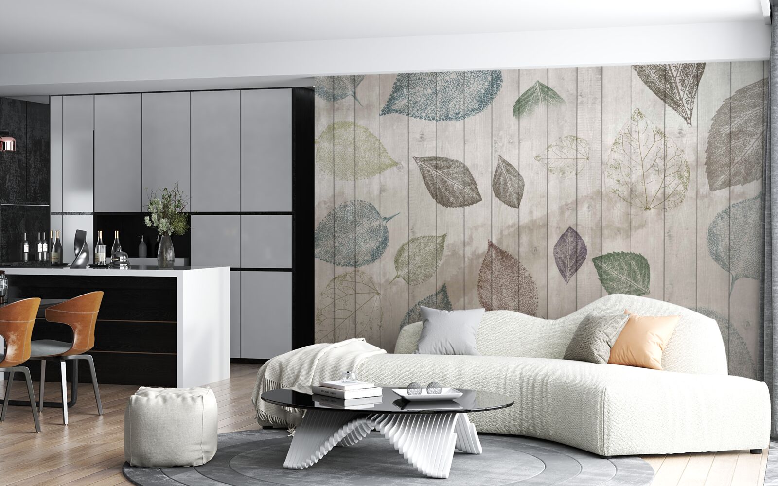 Papier peint traces d'automne à l'aquarelle