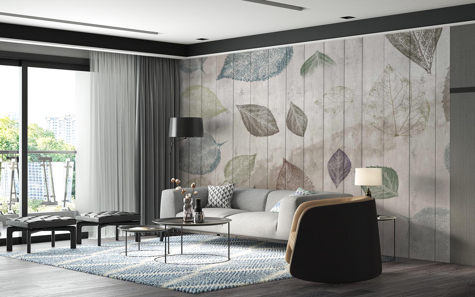 Papier peint traces d'automne à l'aquarelle