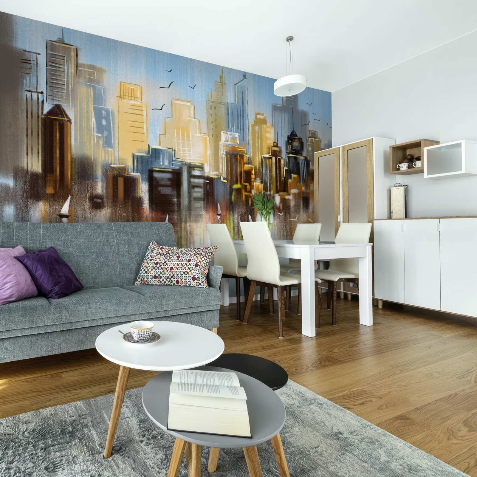 Papier peint la ville floue représentée