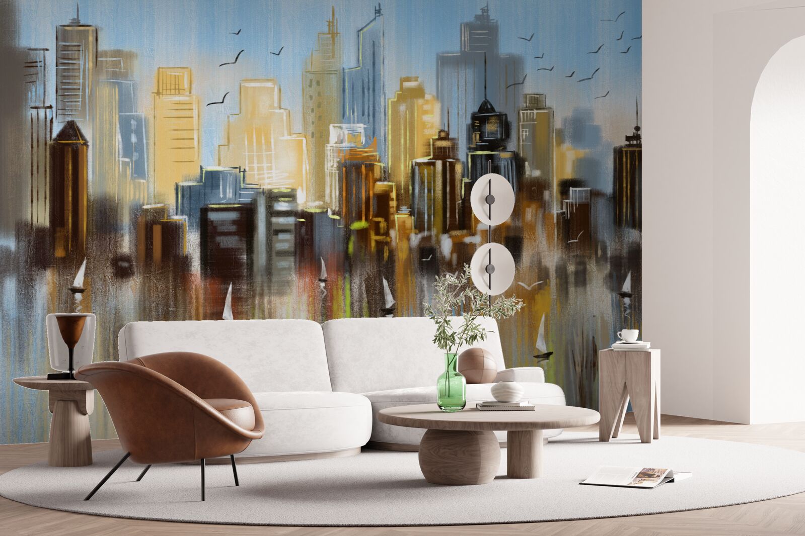 Papier peint la ville floue représentée